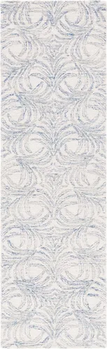 Vista 3 de SAFAVIEH Jardin Collection - Alfombra de pasillo, 2 pies 3 pulgadas x 8 pies, marfil y azul, mezcla de lana hecha a mano, ideal para zonas de alto
