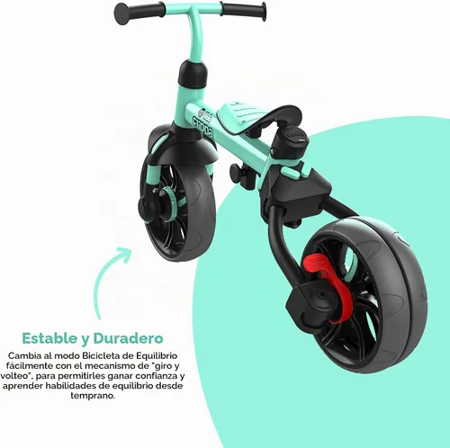 Vista 4 de Yvolution Y Velo Flippa - Triciclo convertible a bicicleta de balance 4 en 1 para pequeños de 2 a 5 años Verde