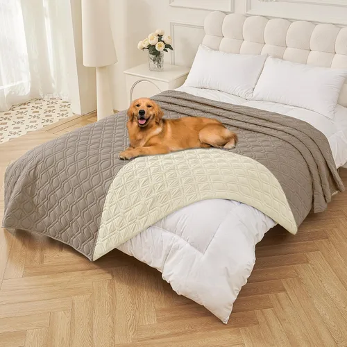Vista 180 de Smiry Funda Impermeable para Cama de Perro Manta para Mascotas, Manta Suave y Lavable para Perros para Muebles Cama Sofá Sofá Reversible, a Cuadros