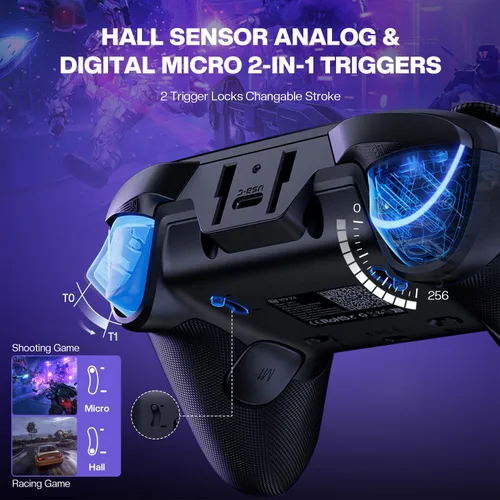 Vista 2 de NYXI Master P1 Wireless PC Controller, Dual-Mode Triggers, Hall Effect Joystick, 1000Hz Polling Rate, Mute control, 6-Axis Gyro, Turbo, Lockable