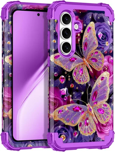 Vista 48 de Rancase para Galaxy S25, Funda de tres capas, protección resistente a los golpes, paraguas de plástico duro + funda protectora de goma de silicona