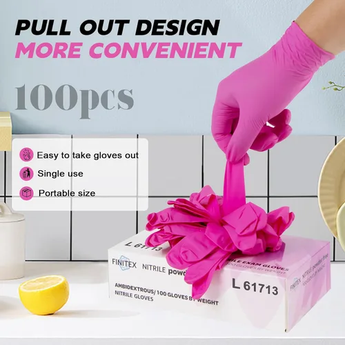 Vista 8 de FINITEX Nitrile Disposable Latex-Free Gloves - 3.5mil 100/1000PCS Powder-Free Latex Free Cleaning Medical Exam Food Gloves