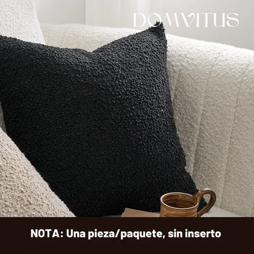 Vista 3 de DOMVITUS Boucle - Fundas de almohada de 20 x 20 pulgadas, almohadas decorativas negras para sala de estar, fundas de almohada para dormitorio Negro