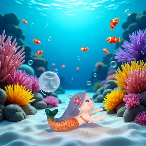Vista 3 de GANPUB Decoración flotante de pecera, sirena de peces de acuario, adornos, decoración llamativa, dibujos animados de mascotas acuáticas, figuras