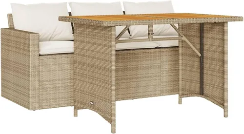 Vista 14 de Brown PE Rattan 3-Seater Outdoor Sofa, Steel Frame Rectangular Garden Bench with Cushions for Patio, Balcony and Terrace