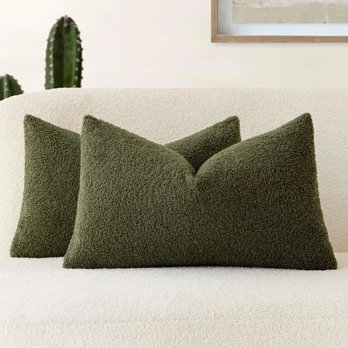 Vista 32 de Foindtower Paquete de 2 fundas de cojín decorativas de pelo sintético rizado, suave y mullida, con cremallera, acogedora funda de almohada