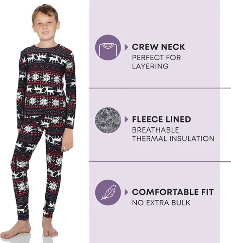 Vista 115 de Rocky Ropa interior térmica para niños, ropa interior larga para niños, capa base para clima frío/esquí