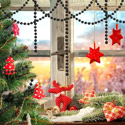 Vista 7 de Guirnalda de cuentas de Navidad de 32.8 pies, guirnalda de perlas artificiales de Navidad, guirnalda de árbol de Navidad, decoraciones de cadena