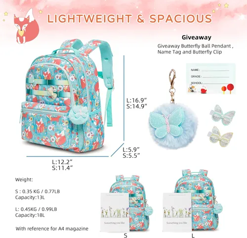 Vista 5 de Mochila para niños para escuela, niñas, niños, jardín de infantes, primaria, mochilas para niños pequeños, preescolar, mochila de viaje linda