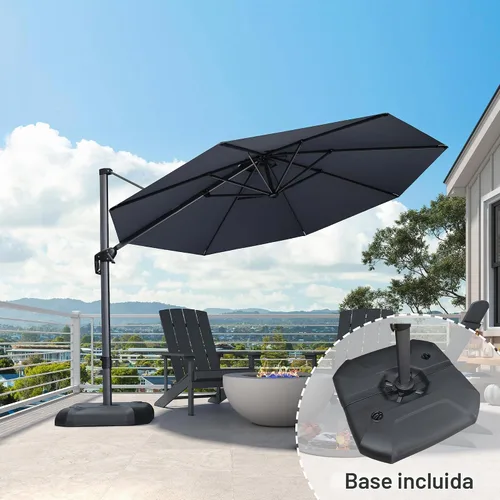 Vista 360 de PURPLE LEAF Paraguas al aire libre con base 8' x 8' protección solar verde Manzana Verde (Apple Green)