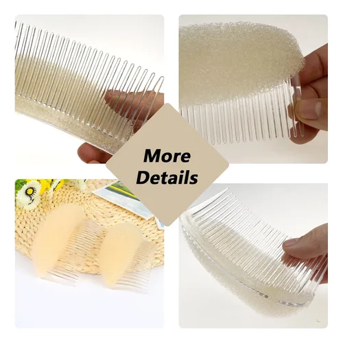 Vista 3 de ericotry 2 piezas de encantador peine para el cabello, insertos de volumen de colmena, base de cabello, almohadilla para moño, accesorios