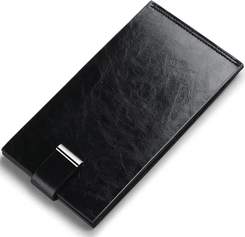 Vista 4 de Cartera de piel auténtica para mujer, con cremallera larga con cremallera RFID