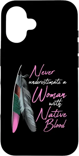 Vista 32 de Funda para iPhone 17 con texto en inglés "Native American Indian A Woman with Native Blood