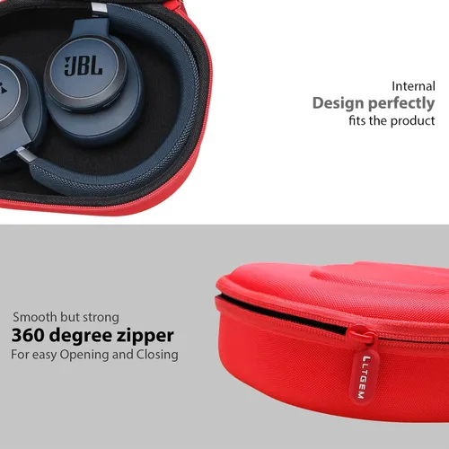 Vista 6 de LTGEM Estuche rígido para auriculares JBL - Marrón/ Rojo+Negro