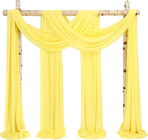 Vista 45 de Tela para Cubrir Arco de Boda, 4 Paneles 71 cm x 6,1 m Telas para Arco de Boda Azul Bebé para Ceremonia, Telas de Gasa para Decoración de Arco