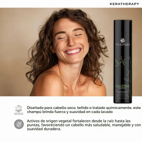 Vista 7 de KERATHERAPY Bamboo Miracle Smooth & Repair Champú, 10.1 onzas, 10.1 fl oz – Fórmula limpiadora vegana para cabello dañado y encrespado – Hidratante