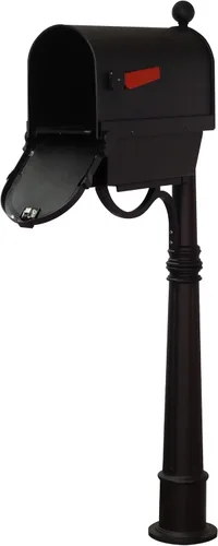 Vista 4 de Savannah - Buzón con tubo de papel con poste Ashland, buzón de aluminio negro con poste - SCS2014-SPK600-BLK