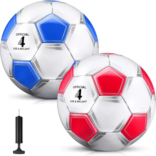 Vista 8 de HyDren 2 pelotas de fútbol con inflador, tamaño oficial, para entrenamiento de juegos, interior y exterior, regalo deportivo para niños, jóvenes