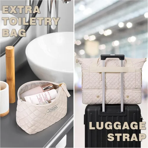 Vista 5 de Bolsos Weekender para mujer, Beige, Bolsa de viaje