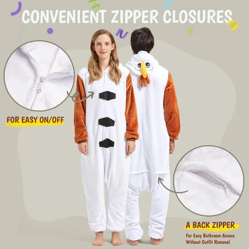 Vista 4 de Pijama de animal para adultos, disfraces de Halloween para mujeres, hombres, parejas, pijamas de Halloween, cosplay, mameluco de animales