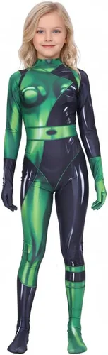 Vista 3 de Shego - Disfraces de cosplay para mujeres y niños, disfraz de Halloween Super Villian