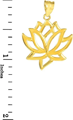 Vista 2 de Colgante de flor de loto de oro amarillo de 10 quilates