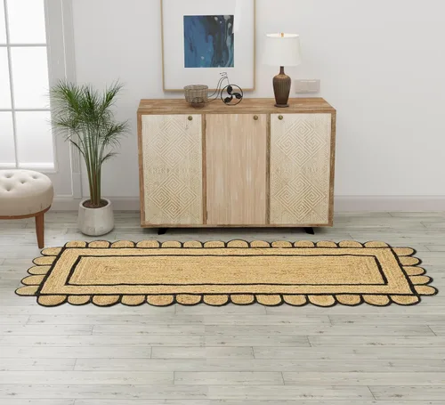 Vista 19 de GRUHUM Alfombra rectangular de yute de fibra natural, tejida a mano, estilo bohemio, reversible, respetuosa con el medio ambiente, trenzada, suave