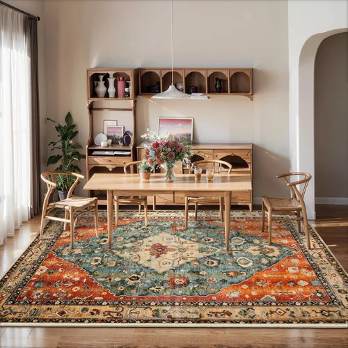 Vista 310 de SERISSA - Tapetes florales vintage, antideslizante, lavable, pequeño, ultrasuave, bohemio, de pelo bajo, para entrada, interiores, habitación