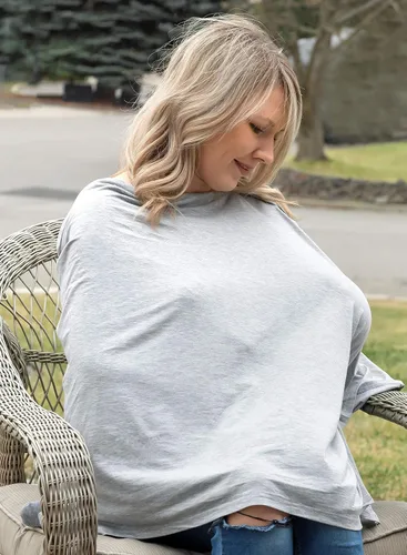 Vista 2 de Funda de lactancia para lactancia materna - Multiuso - Manta de lactancia - Estilo poncho con botones - Toldo elástico para asiento de automóvil