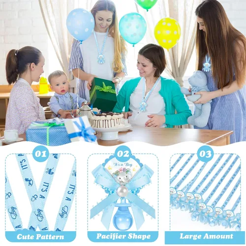 Vista 3 de Remuuly 60 piezas de chupetes de baby shower, lindo elefante acrílico, chupete de regalo de fiesta, chupetes para niñas, niños, baby shower, fiesta