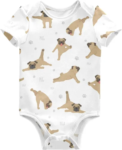 Vista 41 de vvfelixl Bodies para bebé niña negro Pug blanco manga corta algodón ropa de bebé para niñas 0-24 meses Multi1