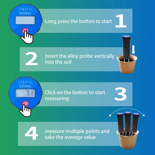 Vista 6 de Digital Soil pH Meter, Industrial Grade Soil pH Tester with Calibration-Free LCD Display, High Accuracy Soil pH Pen, Soil pH Monitor for Garden