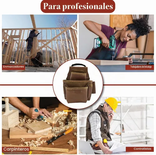 Vista 6 de Style n Craft Estuche para uñas y herramientas de 8 bolsillos, bolsa de herramientas de cuero resistente, bolsa de cuero de grano completo perfecta