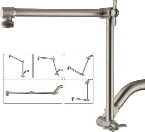 Vista 13 de BRIGHT SHOWERS Brazo extensor de ducha de latón para cabezal de ducha de lluvia y de mano, brazo de extensión de cabezal de ducha universal de 5