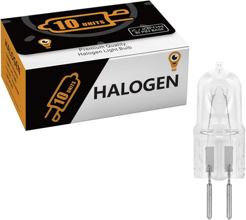 Vista 2 de Paquete de 10 bombillas halógenas GY6.35 de 12 voltios transparentes regulables T4 Q20/GY6.35/CL/12V 20 W 20 W bajo gabinete tipo JC iluminación