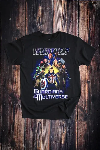 Vista 2 de Marvel What If. Guardians of The Multiverse Group Camiseta para adultos, Negro