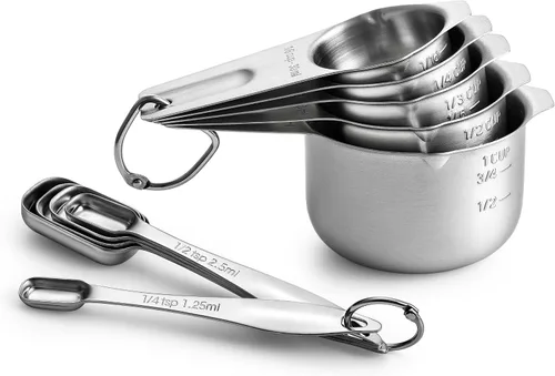 Vista 14 de Spring Chef - Juego de 6 cucharas medidoras apilables de acero inoxidable con nivelador Rectangular Metric Metal Teaspoon & Tablespoon Measuring
