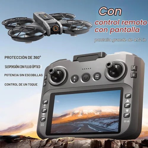 Vista 5 de OBEST Dron RC con pantalla en el controlador (15cm), dron con motor sin escobillas con cámaras duales (ajuste de ángulo eléctrico), posicionamiento