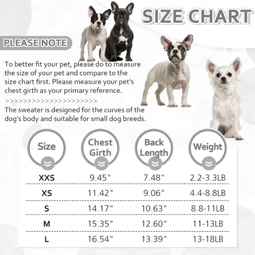 Vista 5 de DENTRUN Suéter para perros pequeños, cachorro de cuello alto para clima frío, ropa clásica de invierno cálida para perro, suéter para perrito