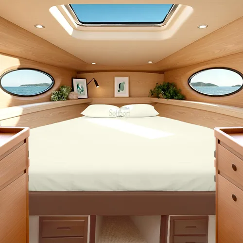 Vista 22 de Universal V Berth - Juego de sábanas de 4 piezas para barco, 100% algodón egipcio, la mejor ropa de cama de barco V, se adapta a colchones de hasta