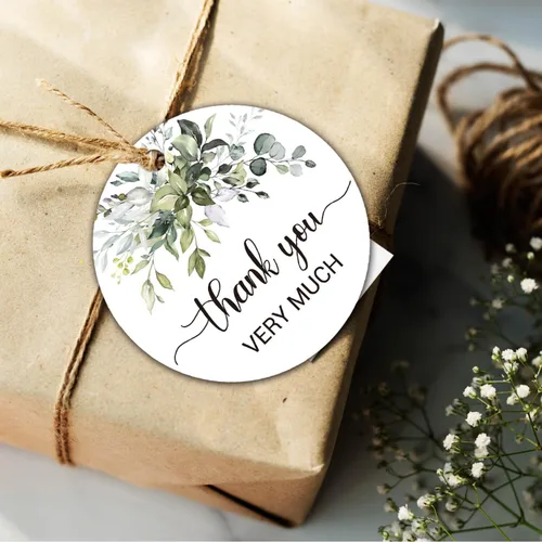 Vista 4 de 50 etiquetas de regalo con texto en inglés "Thank you" para bodas, despedidas de soltera, cumpleaños, fiestas, baby showers, redondas de 2 pulgadas