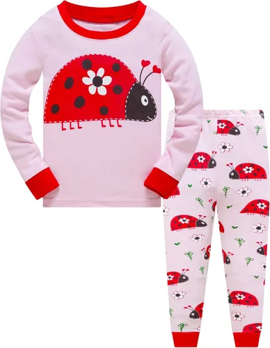 Vista 25 de Popshion Pijamas de sirena para niñas pequeñas, juego de 2 piezas, ropa de dormir 100% algodón, ropa para niños, pijamas estilo mariquita