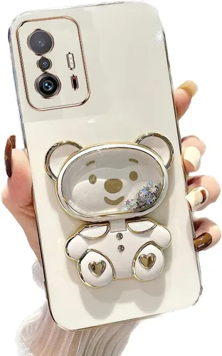 Vista 51 de Miagon Bear - Funda con soporte para espejo para Xiaomi Redmi A1, Quicksand Glitter Electroplated Soft TPU Protector Slim a prueba de golpes