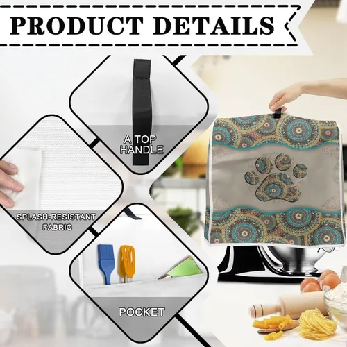 Vista 4 de Funda para mezclador de cocina de pata de perro bohemio compatible con ayuda de cocina de 4.5 a 5 cuartos de galón, batidora de pie Hamilton