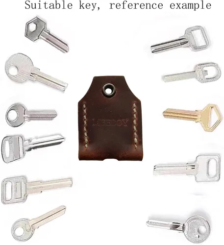 Vista 3 de handmade Leather Key Sleeve Key Ring Holder Vintage Cover Stylish Accessories Protective Key Case Cover Key protector