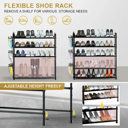 Vista 2 de Housen Solutions Zapatero de 5 niveles para 20-25 pares, organizador de zapatos de metal para armario, entrada, estante de zapatos de pie
