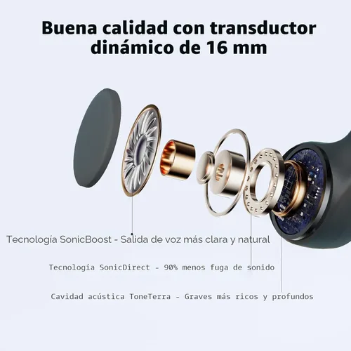 Vista 3 de Haowolf Auriculares de conducción ósea, auriculares Bluetooth 5.4 de oreja abierta 2026 con micrófono, IPX8 impermeables con 10 horas