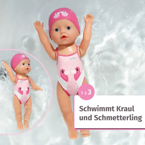 Vista 5 de Baby Born 835302 My First Swim Girl 11.8 in Badepuppe, bewegliche Weapon Beine, schwimmt durchs Wasser, Wasserdicht und Ohne Batterien verwendbar