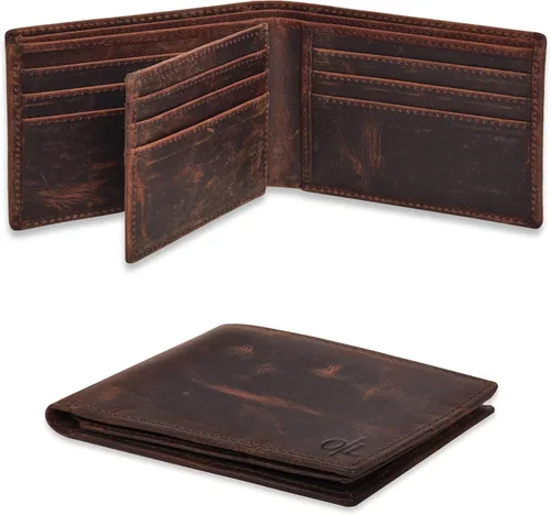 Vista 8 de Carteras RFID delgadas para hombres - Cartera de bolsillo frontal de piel genuina Negro
