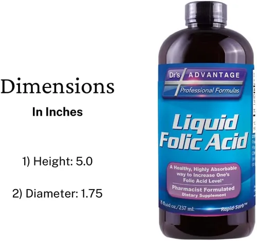 Vista 9 de Ácido fólico líquido 800 MCG, 8 oz.